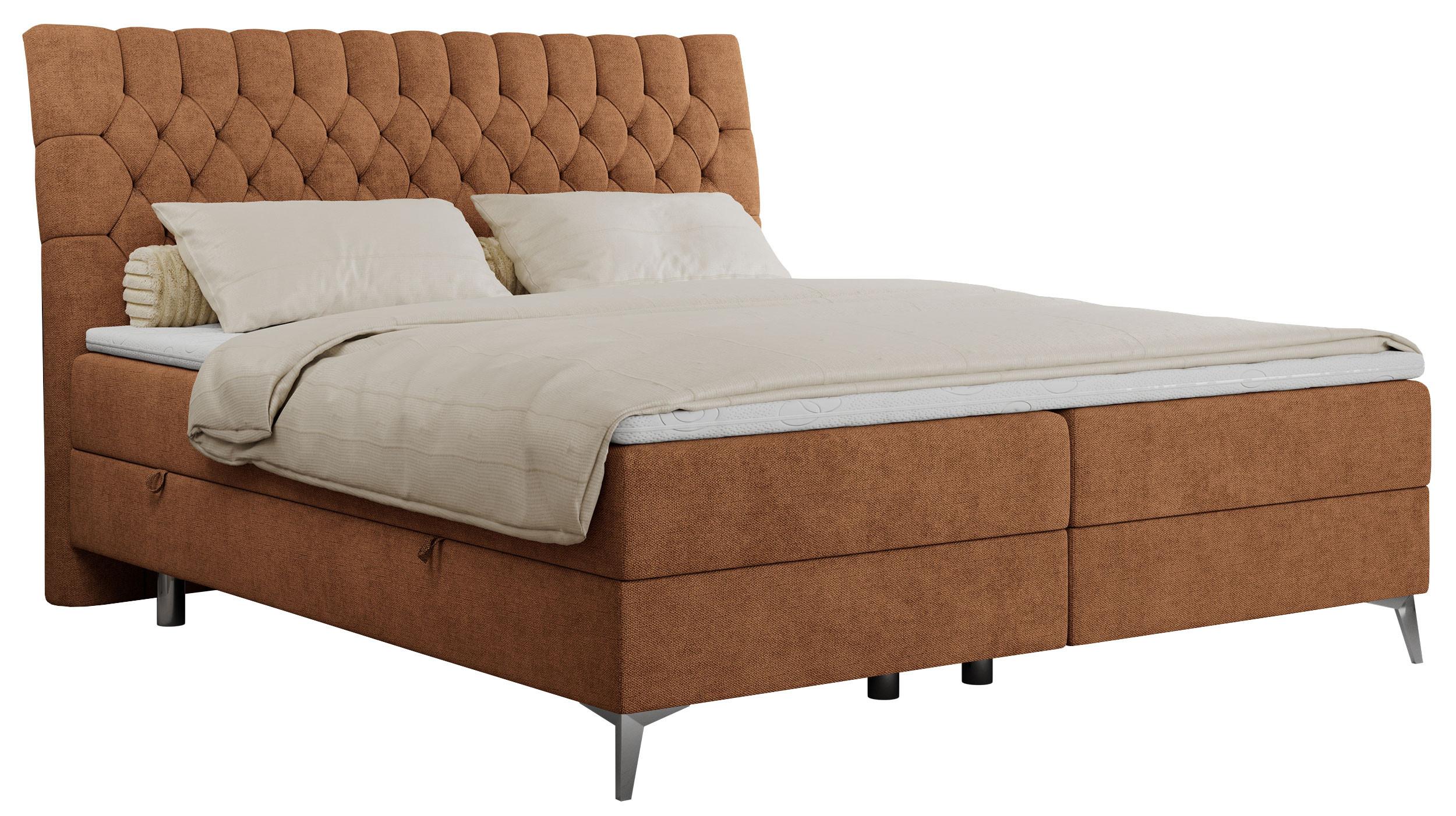 BOXBETT MILEN 120/200 Orange Struktur - H4 - Orange, Holz/Textil (120/200cm) - MKS