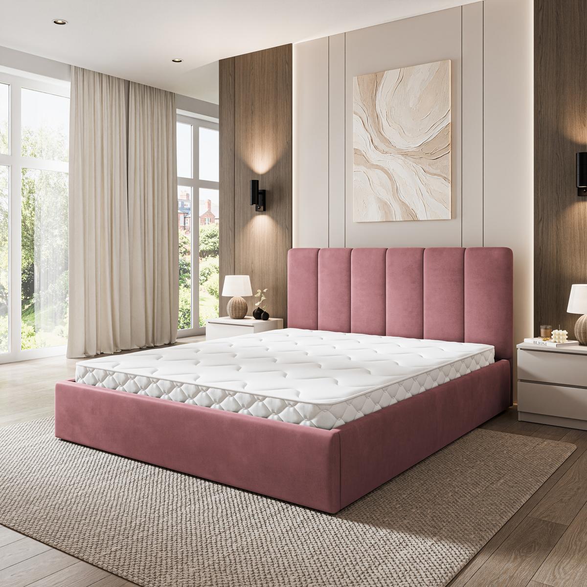 POLSTERBETT NEMIS 120x200 cm mit Bettkästen - Rosa - Rosa, Holz (120/200cm) - MASSENO