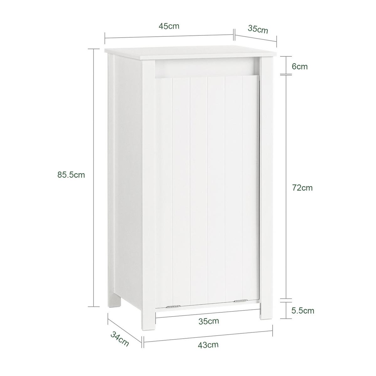 WÄSCHESCHRANK mit Wäschesack Weiß - Weiß, Holzwerkstoff (45/86/35cm) - SoBuy