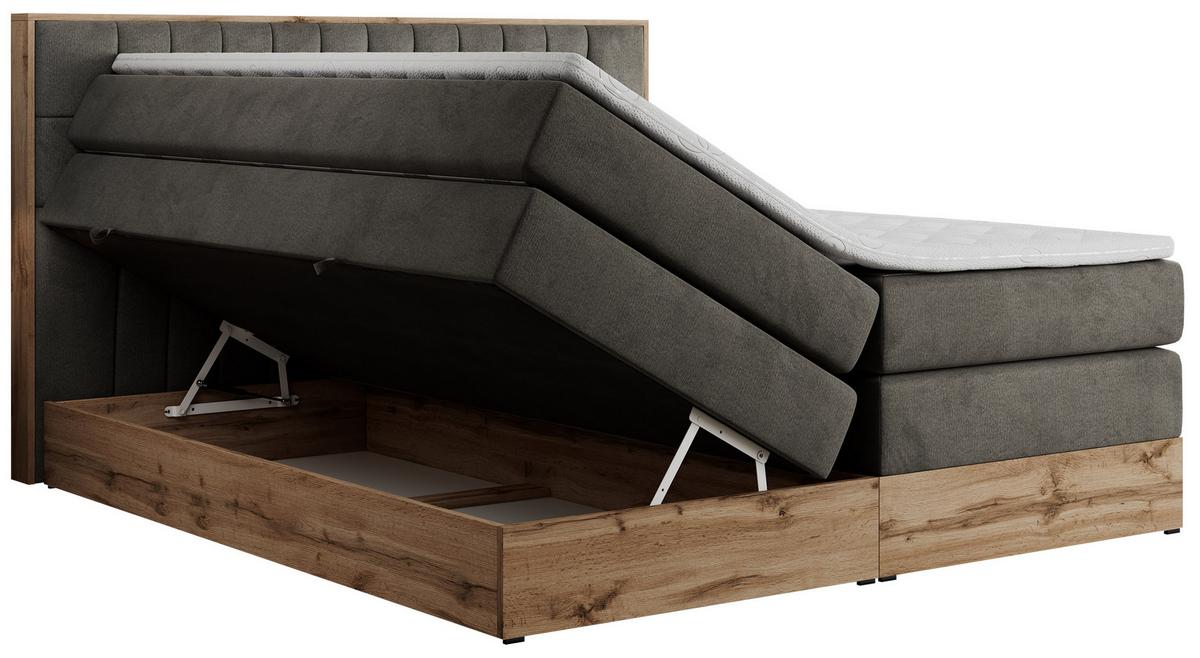 BOXSPRINGBETT AMORE KING 160/200 Dunkelgrau Velvet - H4 - Dunkelgrau, Holz/Textil (160/200cm) - MKS