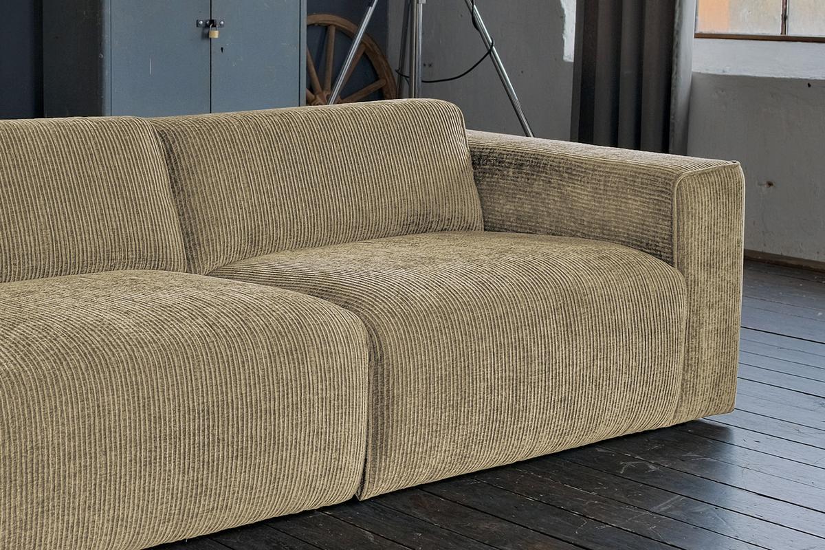 SOFA NELE Beige Cord - Beige/Schwarz, Textil (234/71/96cm) - KAWOLA