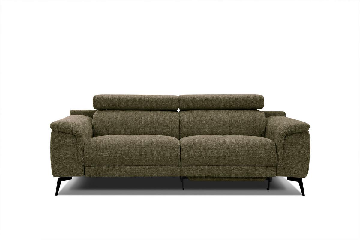 RELAXSOFA FIERO 3-Sitzer mit 1 Relaxfunktion, olivgrün - Schwarz/Olivgrün, Holzwerkstoff/Textil (212/82/103cm) - Wozimo