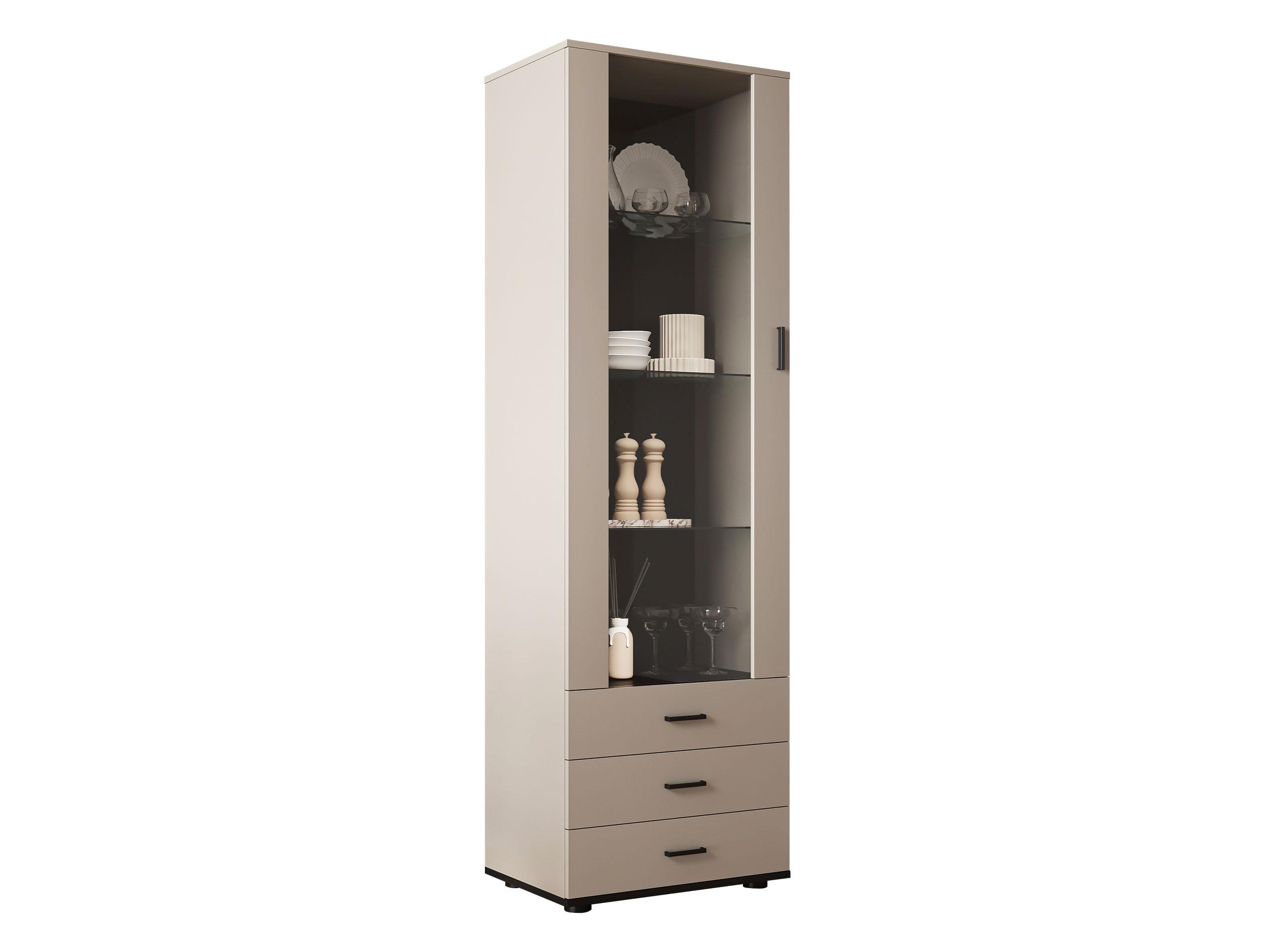 VITRINE Soho S01 mit RGB LED Beleuchtung - Kaschmir/Schwarz, Holzwerkstoff/Kunststoff (60/192/41cm) - MIRJAN24
