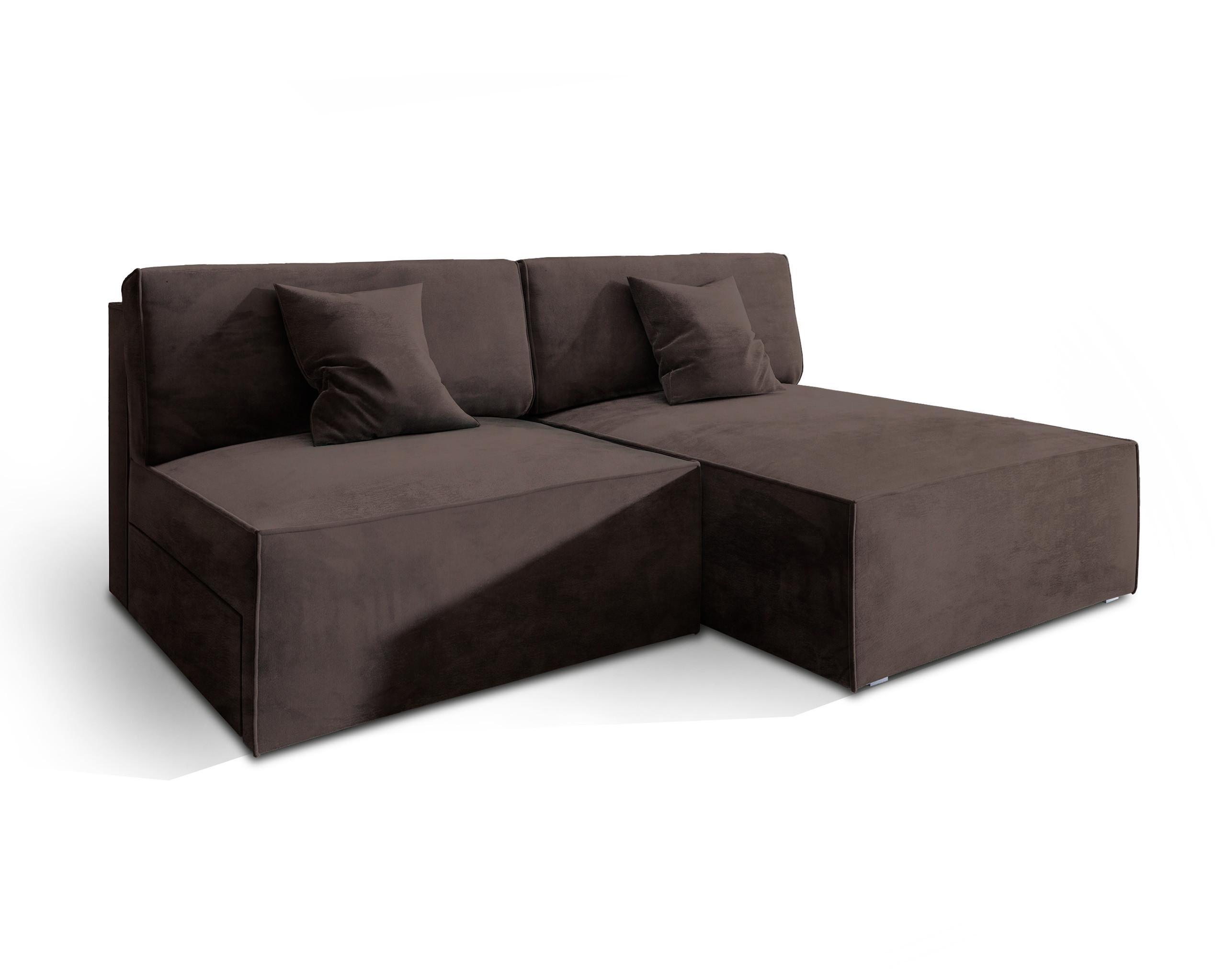ECKSOFA FIORO M Braun Velours-Stoff mit Schlaffunktion - Braun/Grau, Holz/Kunststoff (204/148cm) - MASSENO