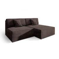 ECKSOFA FIORO M Braun Velours-Stoff mit Schlaffunktion - Braun/Grau, Holz/Kunststoff (204/148cm) - MASSENO