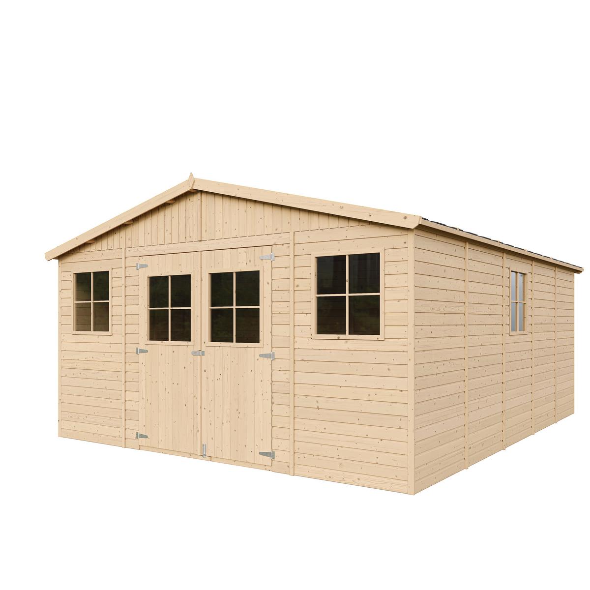 HOLZ-GARTENHAUS - H246 x 418 x 522 cm/ 20 m² - IMBELA M333 - Beige, Holz (418/246/493cm) - Timbela
