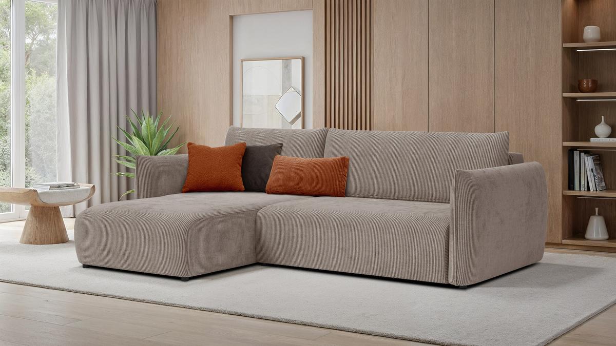 ECKSOFA TAUER 3-Sitzer rechts, taupe - Taupe/Schwarz, Holz/Textil (248/173cm) - Wozimo