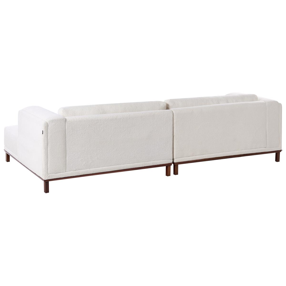 ECKSOFA 4-Sitzer Bouclé Cremeweiß linksseitig Veng - Hellbraun/Weiß, Textil (310/155cm) - Beliani
