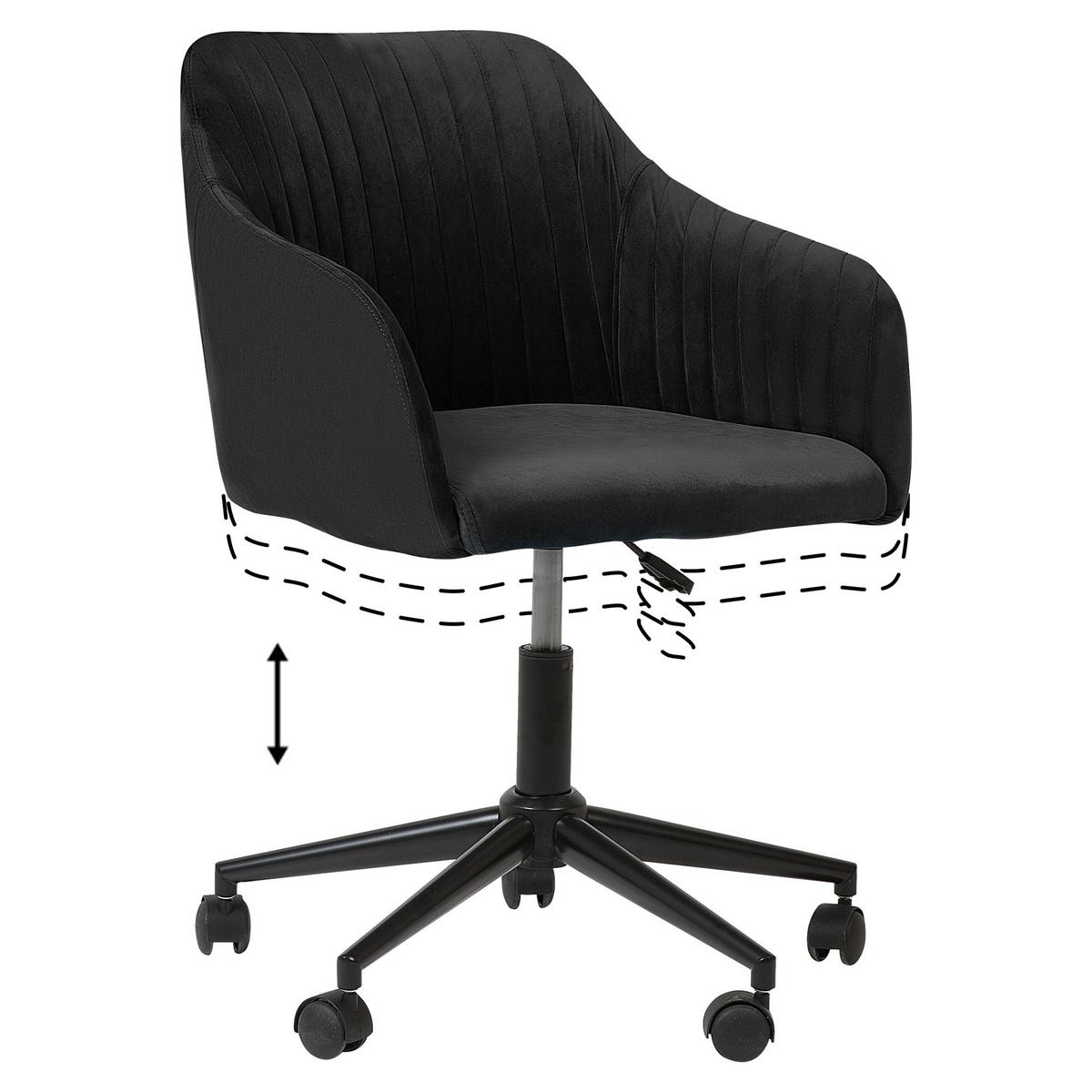 BÜRODREHSTUHL Polyester Schwarz Venice - Schwarz, Kunststoff/Textil (46/79/64cm) - Beliani