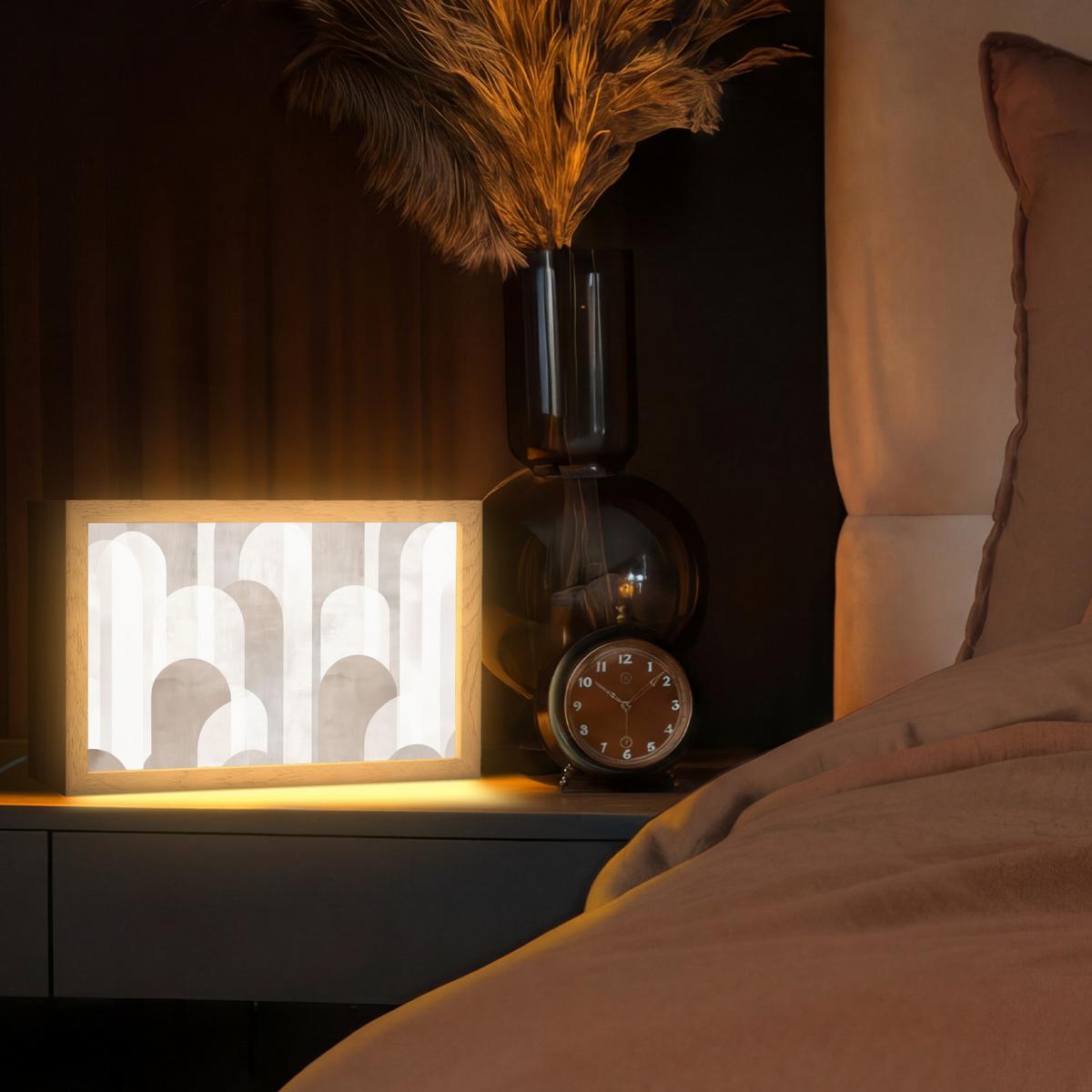 TISCHLEUCHTE Abstrakte Bögen - Modern - Beige 30x20 cm - Buche Kolonial, Holzwerkstoff (8/30/20cm) - OnlyWow