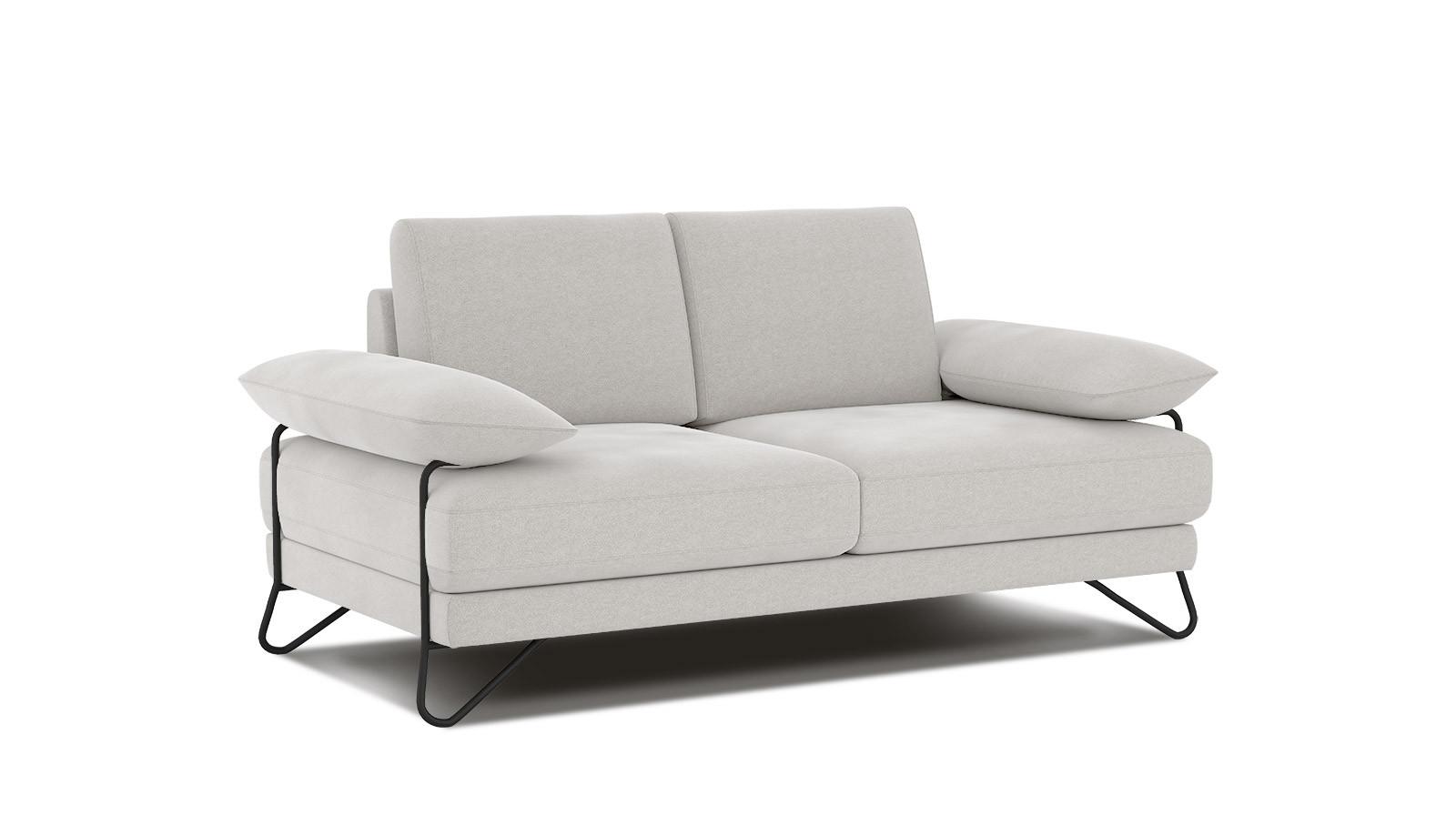 SOFA LORI 2-Sitzer, weiß - Schwarz/Weiß, Holzwerkstoff/Textil (185/87/96cm) - Wozimo