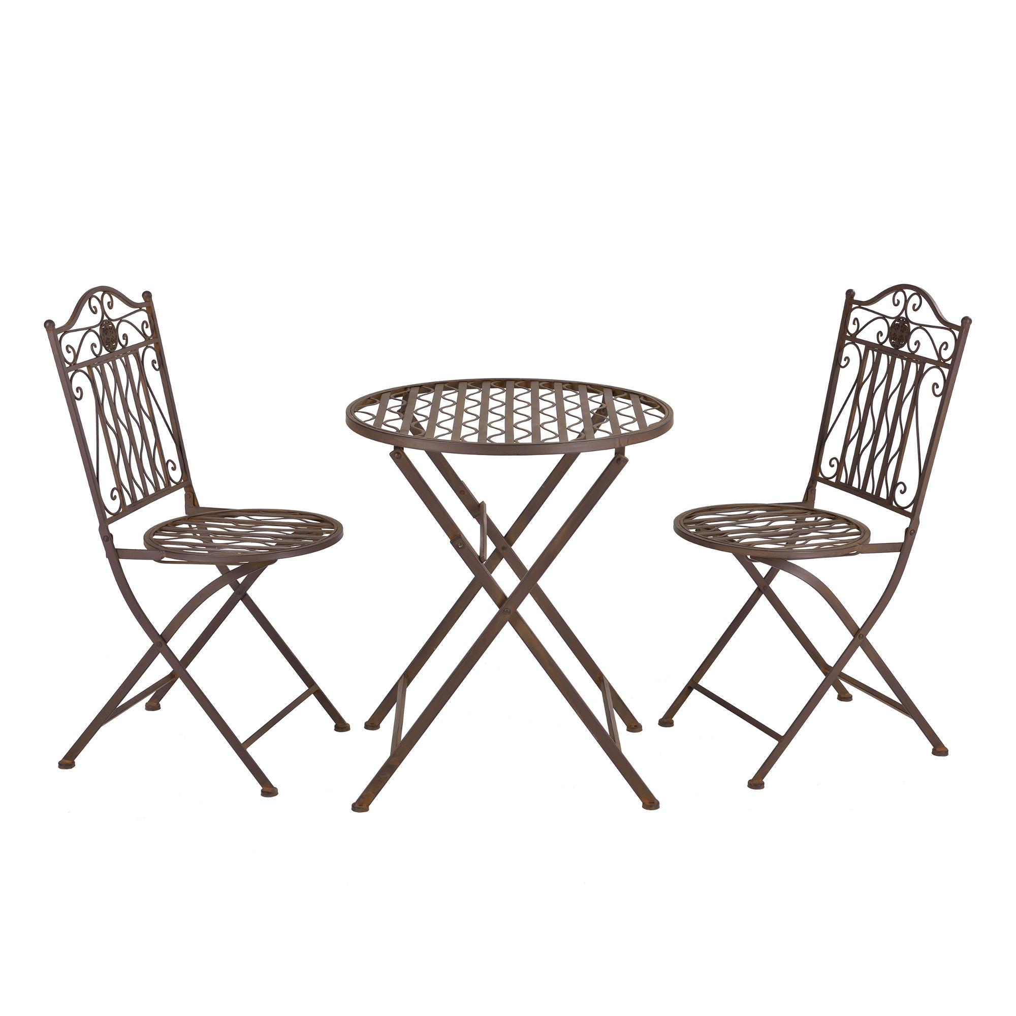 BISTROSET 3 TLG. Biella - Braun, Metall - [en.casa]