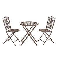 BISTROSET 3 TLG. Biella - Braun, Metall - [en.casa]