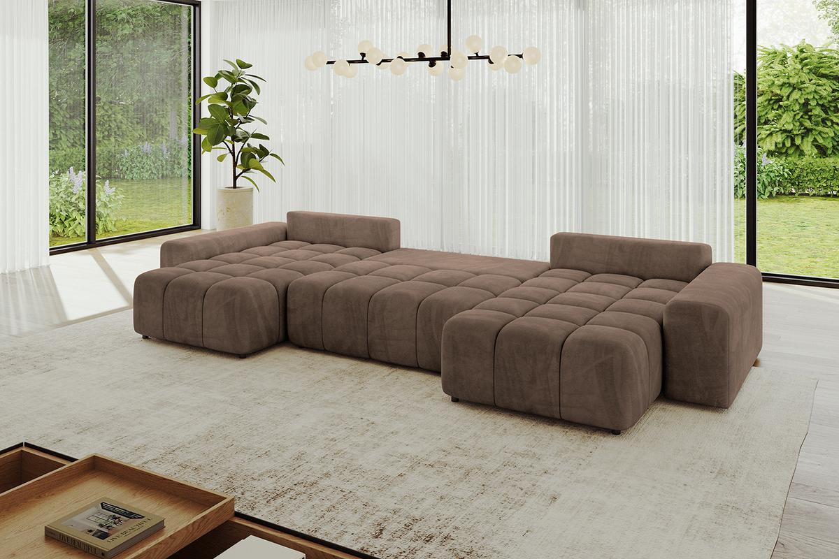 WOHNLANDSCHAFT ENIL-U 401x189x68 Braun Velours - Braun, Holzwerkstoff/Kunststoff (401/68/189cm) - ALTDECOR