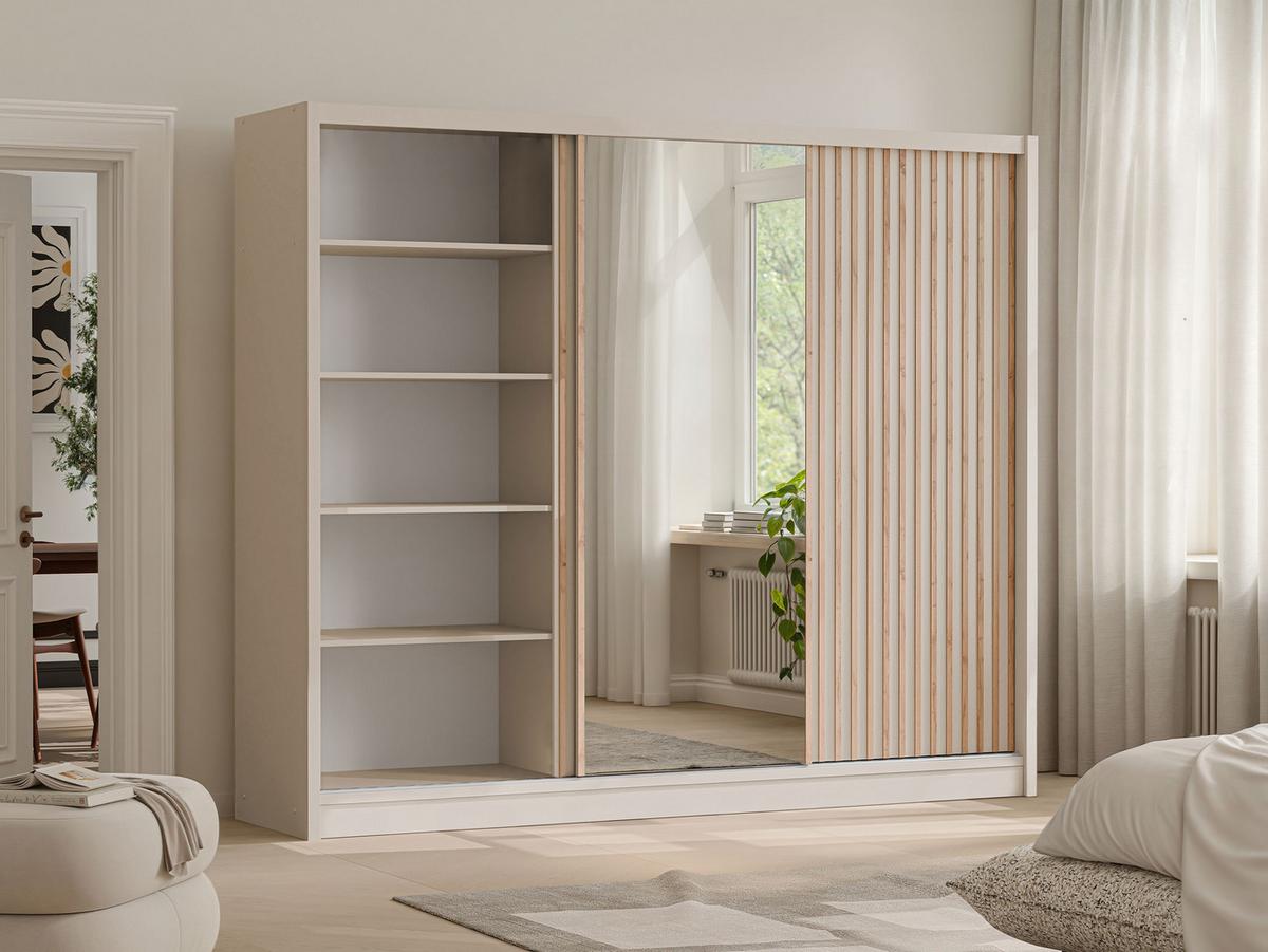 SCHWEBETÜRENSCHRANK London Lux 250 - Kaschmir, Holzwerkstoff (250/215/60cm) - MIRJAN24