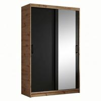 SCHWEBETÜRENSCHRANK Hela mit 2 Türen. 100 cm, eiche Artisan+Schwarz - Schwarz/Eiche Artisan, Holzwerkstoff (100/205/60cm) - Beautysofa