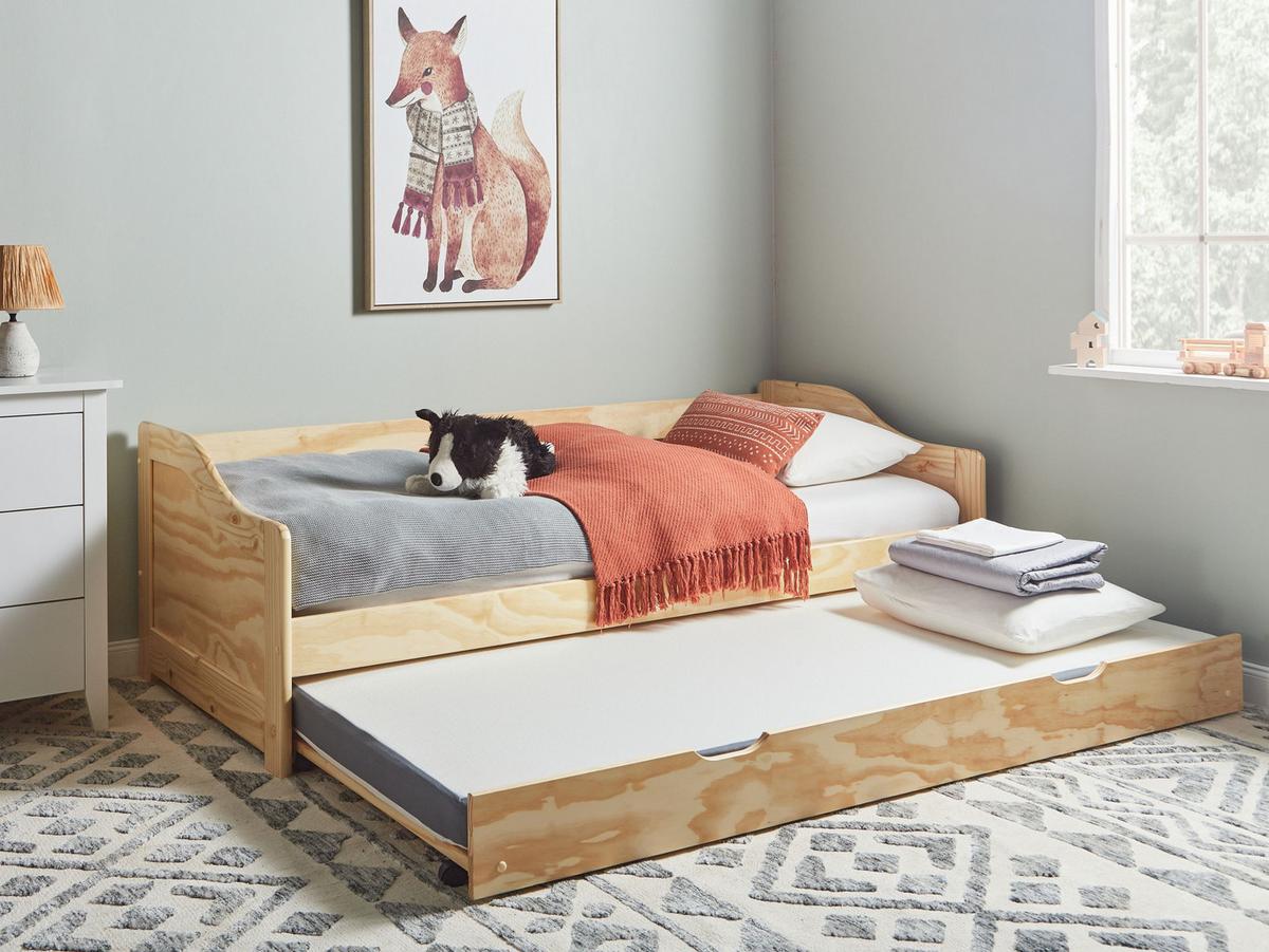 AUSZIEHBETT 90x200 cm Heller Holzfarbton Luneray - Hellbraun, Holz (90/200cm) - Beliani