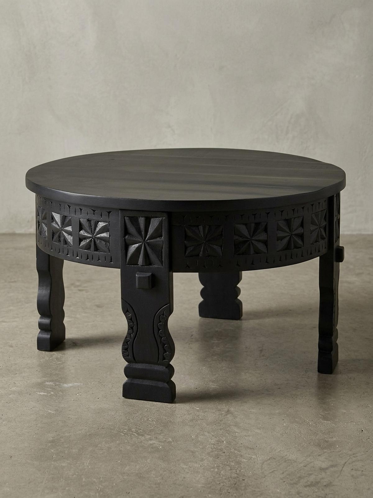 COUCHTISCH Orientalisch in Schwarz, Lackiertes Massivholz, Handgefertigt - Schwarz, Holz (60/60/36cm) - KADIMA DESIGN