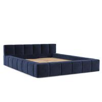 POLSTERBETT Milos mit Stauraum 160/200 cm Marineblau im Terra NW Stoff - Schwarz/Naturfarben, Holz/Holzwerkstoff (160/200cm) - AltaBeds
