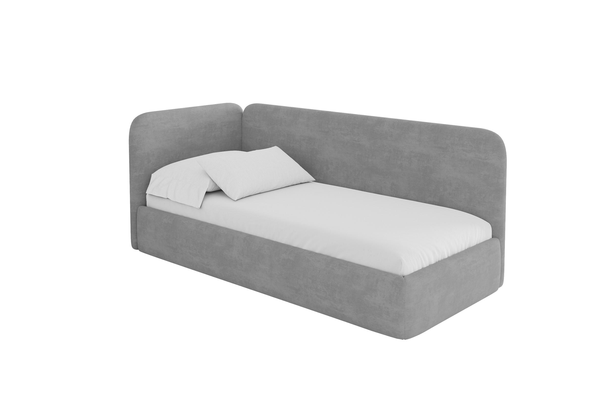 EINZELLBETT Jugendbett mit Bettkasten, Rechts - ELSY 80x200 Grau - Silberfarben, Holzwerkstoff/Textil (80/200cm) - ALTDECOR