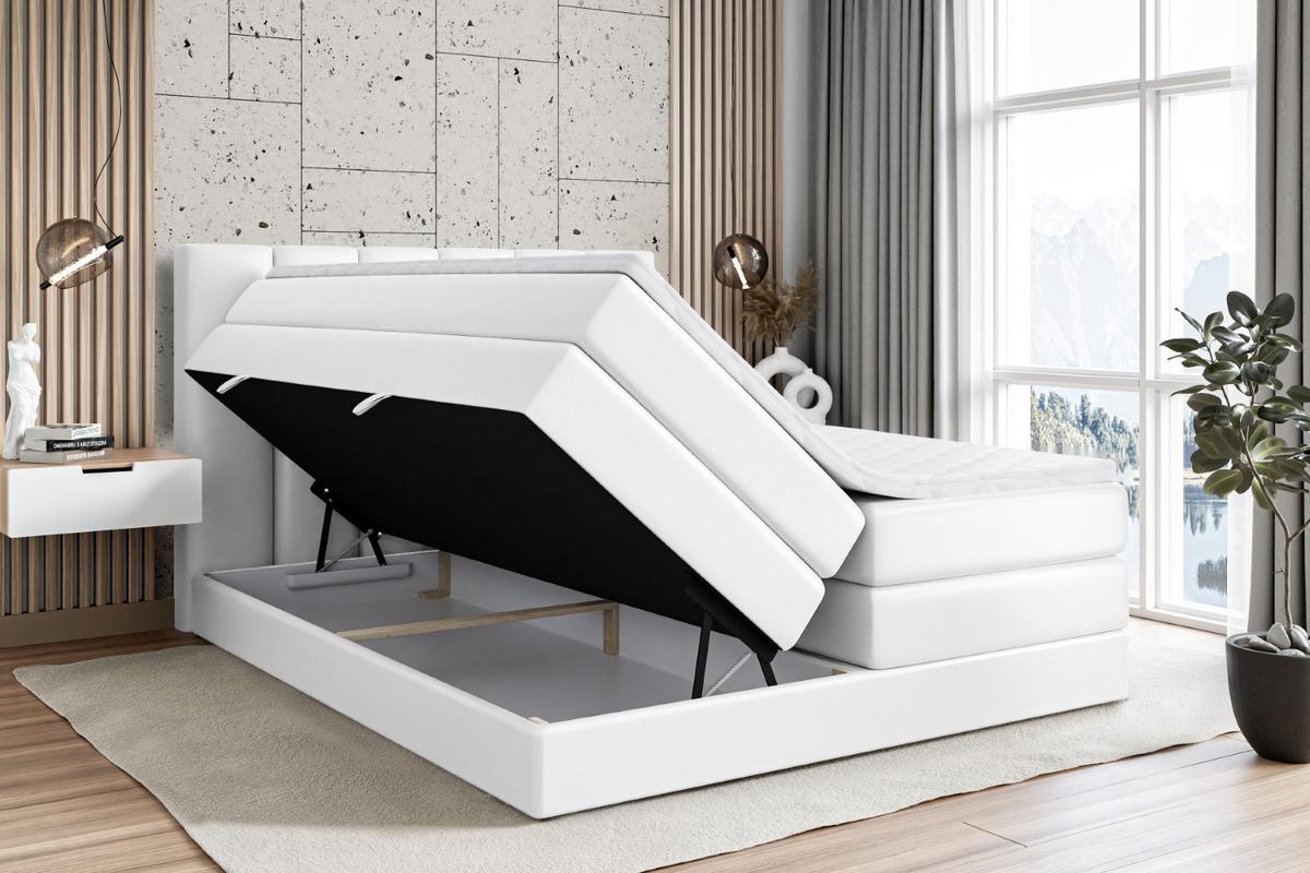 BOXSPRINGBETT BOXI1 KING - 200x200 - H3/H4 - Weiß Hochglanz - Weiß Hochglanz, Holzwerkstoff (200/200cm) - ALTDECOR