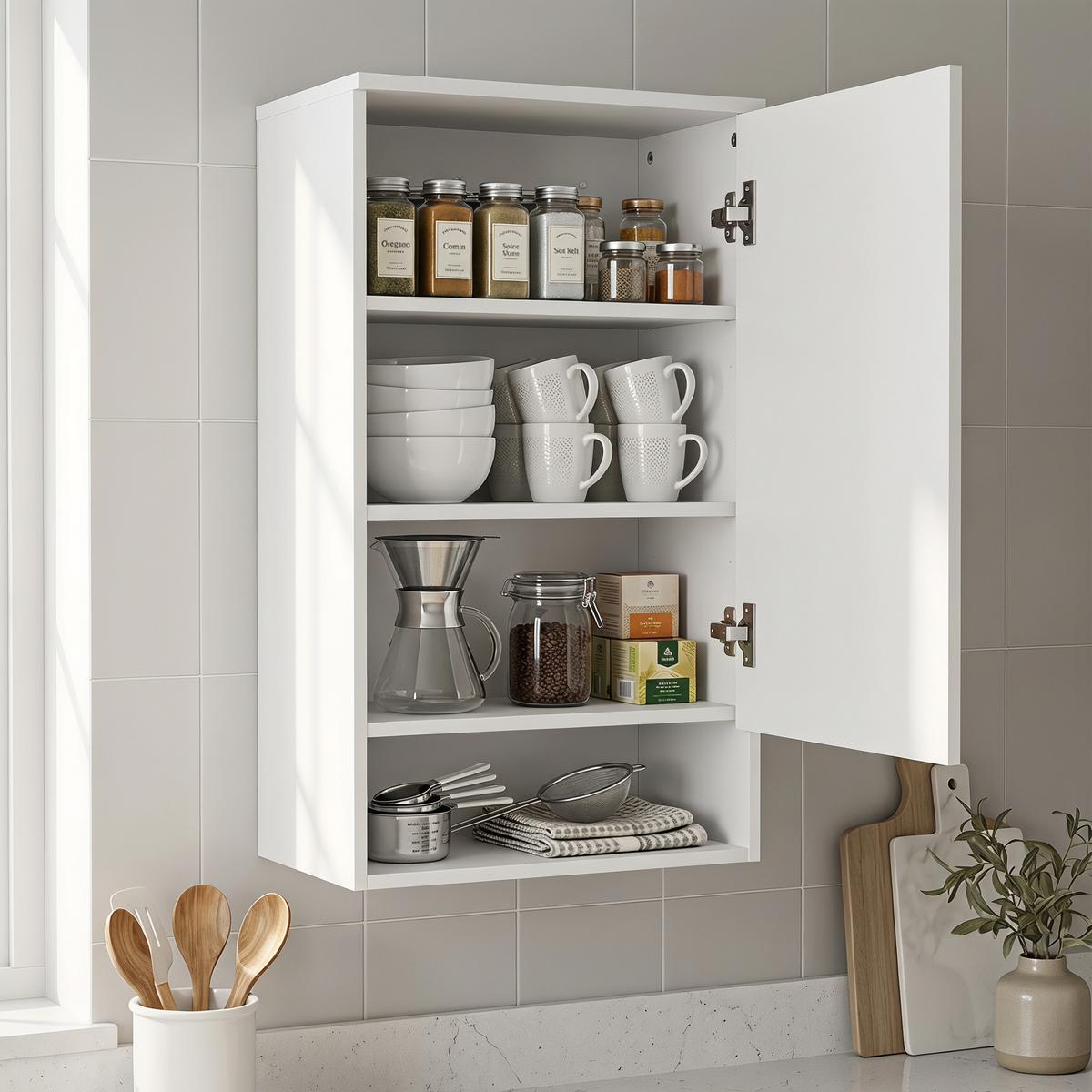 HÄNGESCHRANK Spanplatte Weiß - Weiß, Holzwerkstoff (27/77/40cm) - HOMCOM