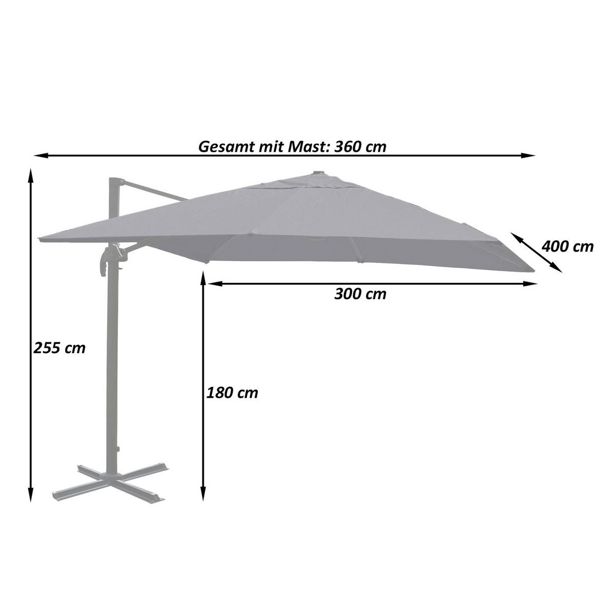 AMPELSCHIRM Cremeweiß 300/400 cm - Weiß, Textil (400/300cm) - MCW