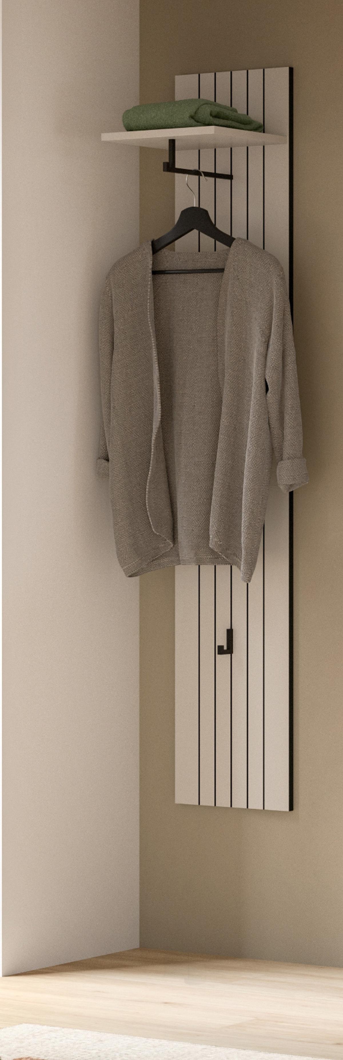 GARDEROBENPANEEL Kaschmir 31 x 160 cm, Flurgarderobe mit Kleiderstange - Kaschmir, Holzwerkstoff/Metall (31/160/27cm) - Inn.Furn