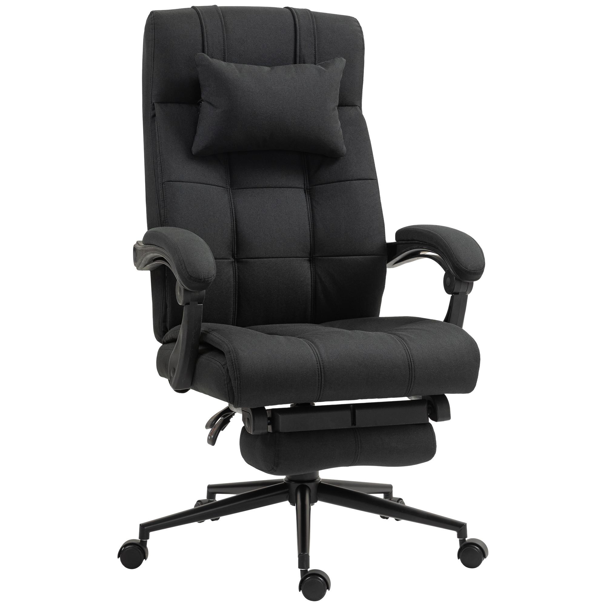 BÜROSTUHL Drehstuhl Höhenverstellbar Schreibtischstuhl mit Fußstütze Schwarz - Schwarz, Kunststoff (66/120/76cm) - Vinsetto