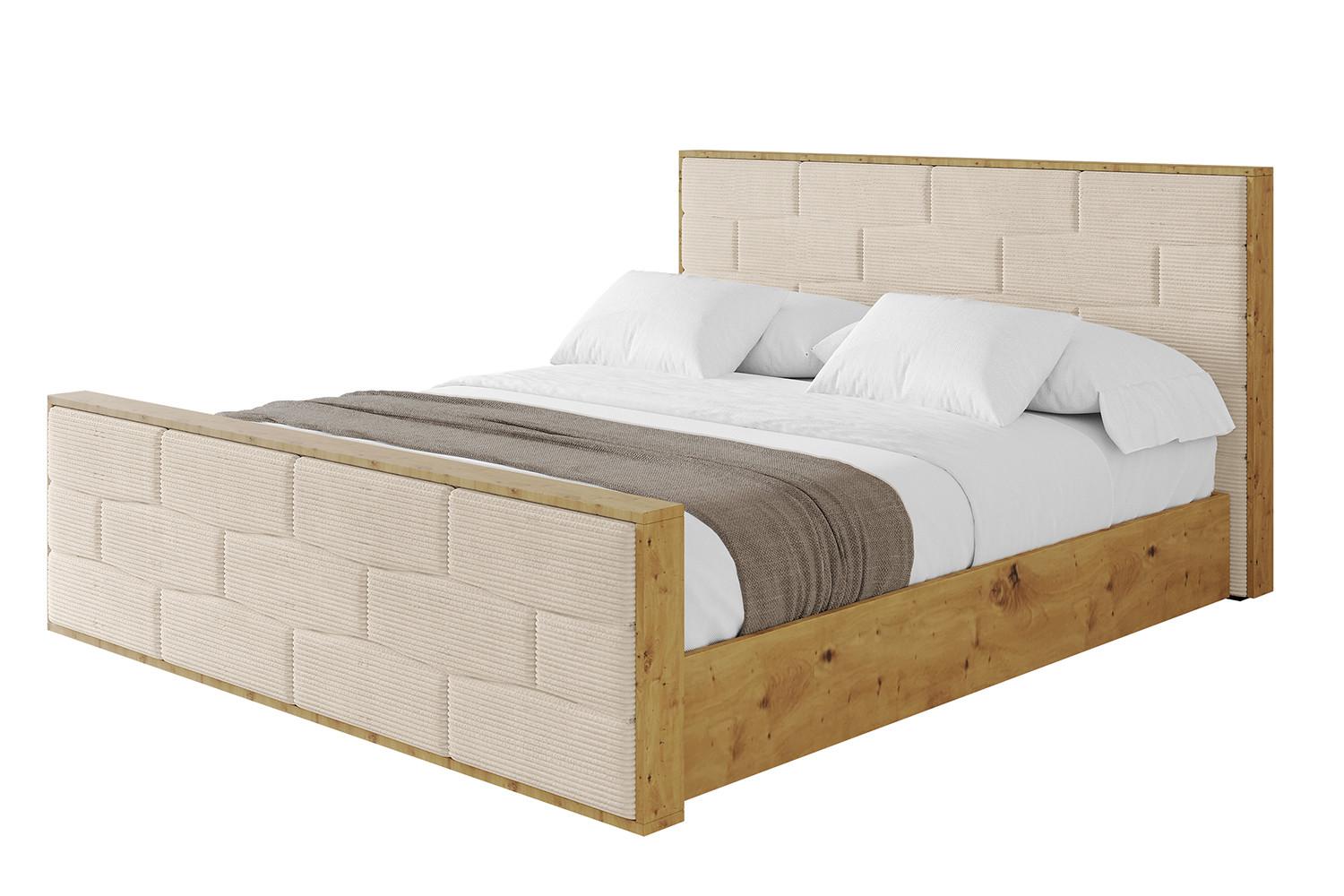 POLSTERBETT mit Bettkasten, Fußteil und Lattenrost, Boxbett mit Matratze H3/H4 - ENZO8-Z 180x200 Beige - Creme, Holzwerkstoff/Textil (180/200cm) - ALTDECOR