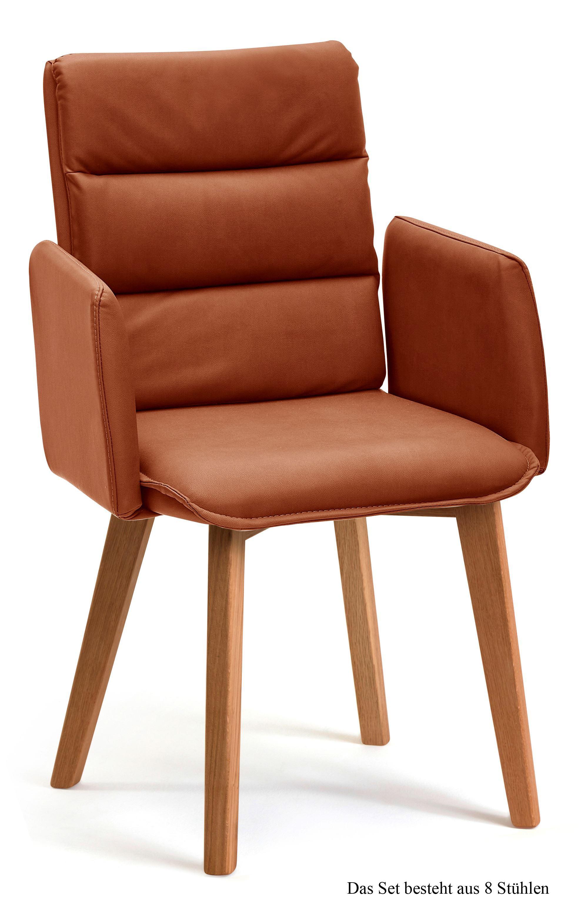 ARMLEHNSTUHL (8er-Set) Daritsa 52x92x60 Eiche geölt/Cognac - Cognac/Eichefarben, Kunststoff (60/92/52cm) - 58aufmkessel