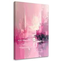 WANDBILD, Rosa Abstraktion mit sanftem Stadtlicht - Rosa, Textil (30/45cm) - Feeby