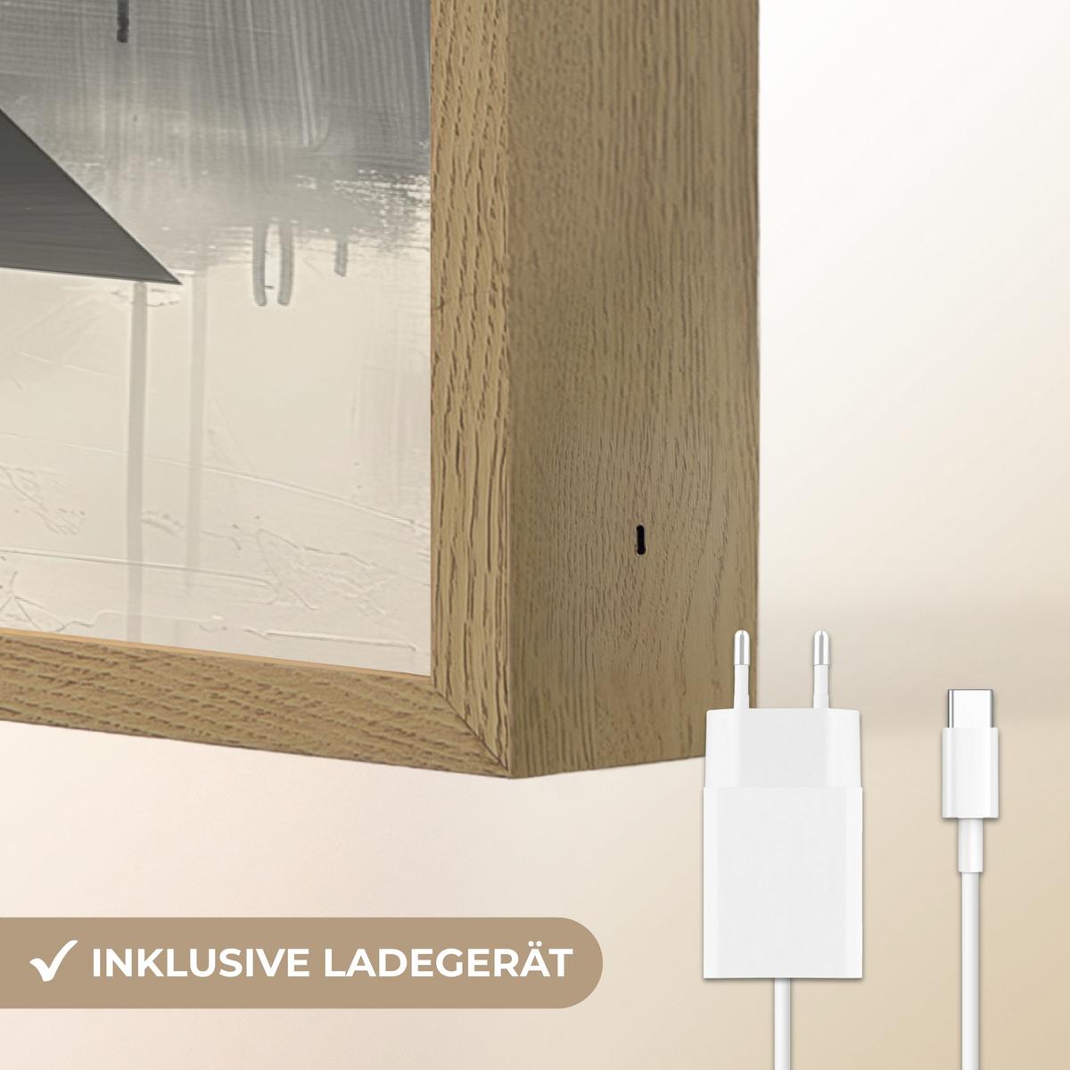 WANDLEUCHTE MIT AKKU Abstrakt - Schwarz - Farbe - Modern 60x40 cm - Grau, Holzwerkstoff (60/40/8cm) - OnlyWow