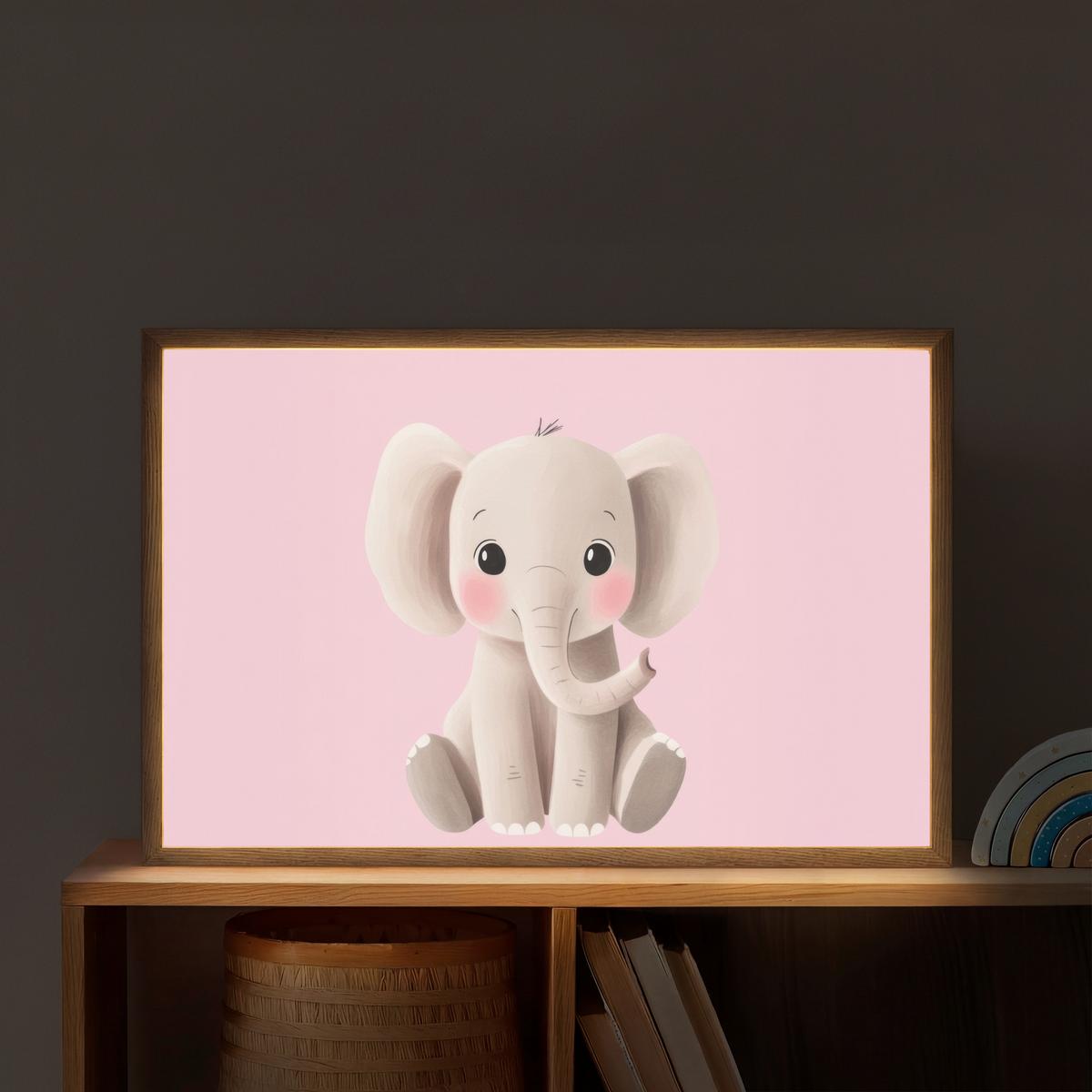 WANDLEUCHTE MIT AKKU Elefant - Baby - Rosa - Cartoon 60x40 cm - Hellrosa, Holzwerkstoff (60/40/8cm) - OnlyWow