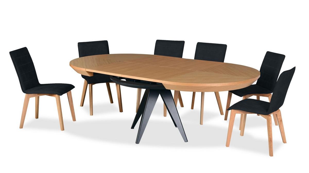ESSTISCH GLOBO Ausziehbar 120 - 220 / 120 x 76 cm - Eichefarben/Schwarz, Holz (120/120/76cm) - MASSENO