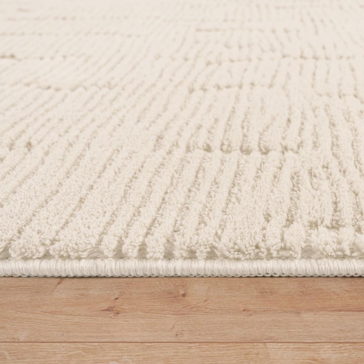 KURZFLORTEPPICH, mit Struktur, aus Polyester, Florhöhe 12 mm, Creme, 160 x 220 cm - Beige, Textil (220/160cm) - KADIMA DESIGN