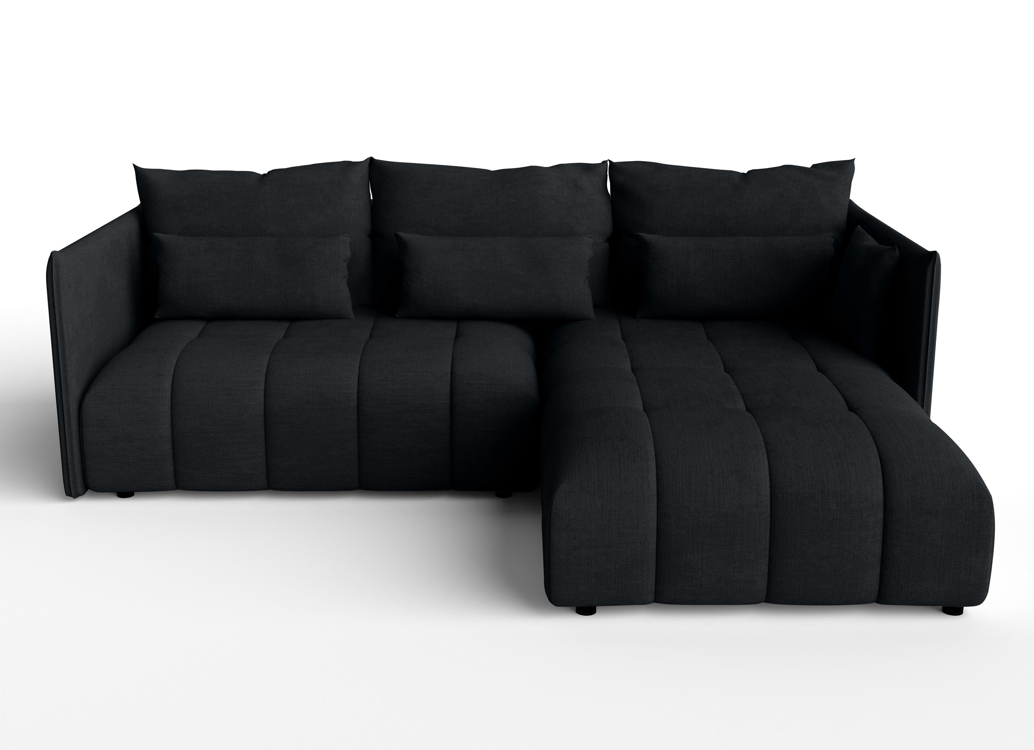 ECKSOFA L Form Cosmova Schwarz 248/180/83 cm mit Schlaffunktion - Schwarz, Kunststoff/Textil (248/180cm) - AX Living