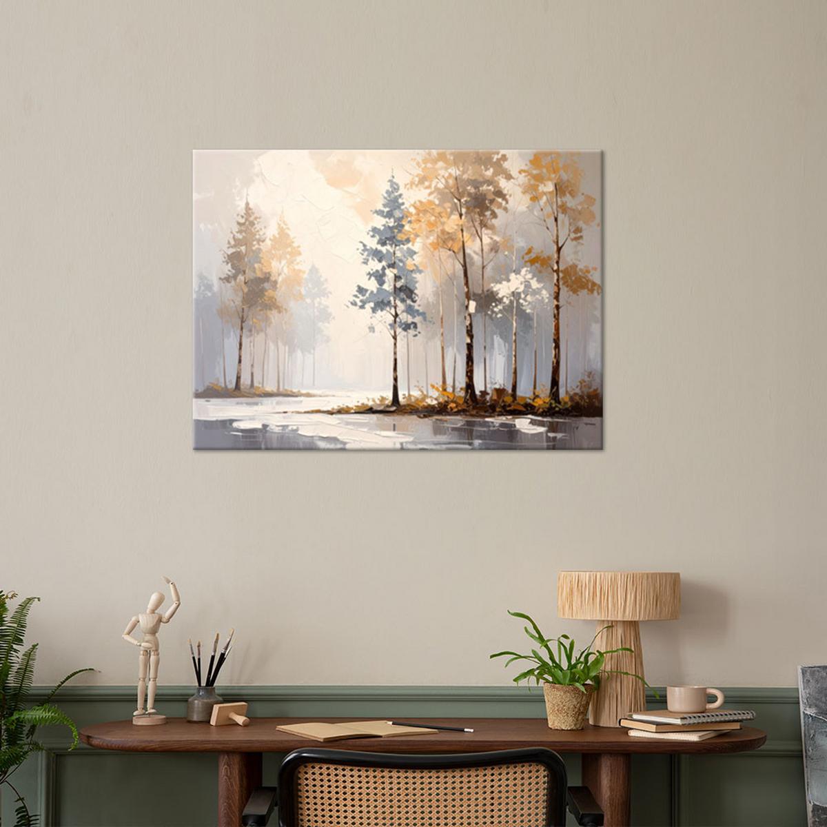 LEINWANDBILD Wald Bäume Landschaft 60x40cm - Grau, Textil (60/40cm) - Feeby