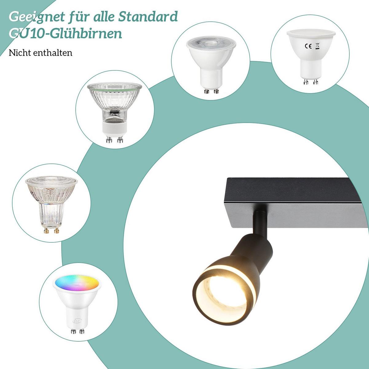 DECKENSTRAHLER Homburg 2-flammig 30/5/15.7 cm - Schwarz, Metall (30/5/15.7cm) - Nettlife
