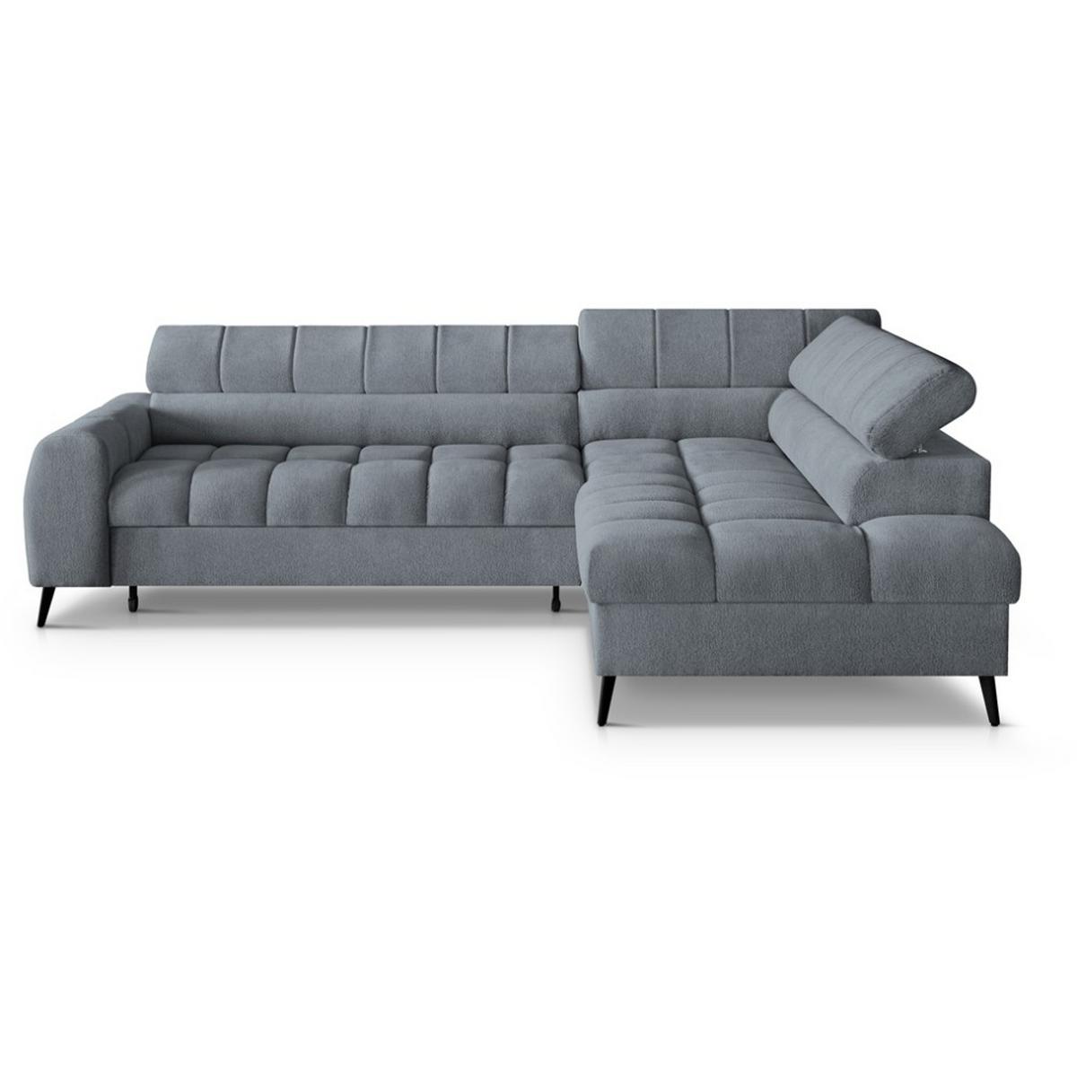 ECKSCHLAFSOFA Vinni Grau, Chenille-Stoff, rechts - Grau, Textil (265/205cm) - Beautysofa