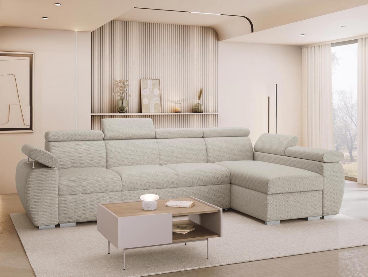 ECKSOFA Boston LCP, Seite: Rechts 1P(65)+2R+LCP - Silberfarben/Creme, Holz/Textil (320/170cm) - MIRJAN24