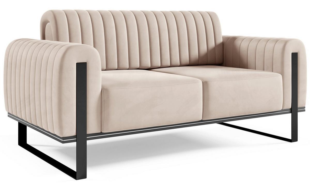 SOFA Parissa 164 cm - Ecru/Schwarz, Textil/Metall (164/79/92cm) - Selsey