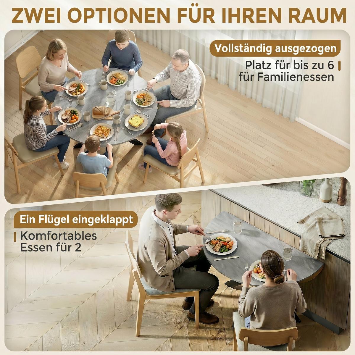KLAPPBARER-ESSTISCH MDF Stahl Grau - Grau, Holzwerkstoff (110/110/76cm) - HOMCOM