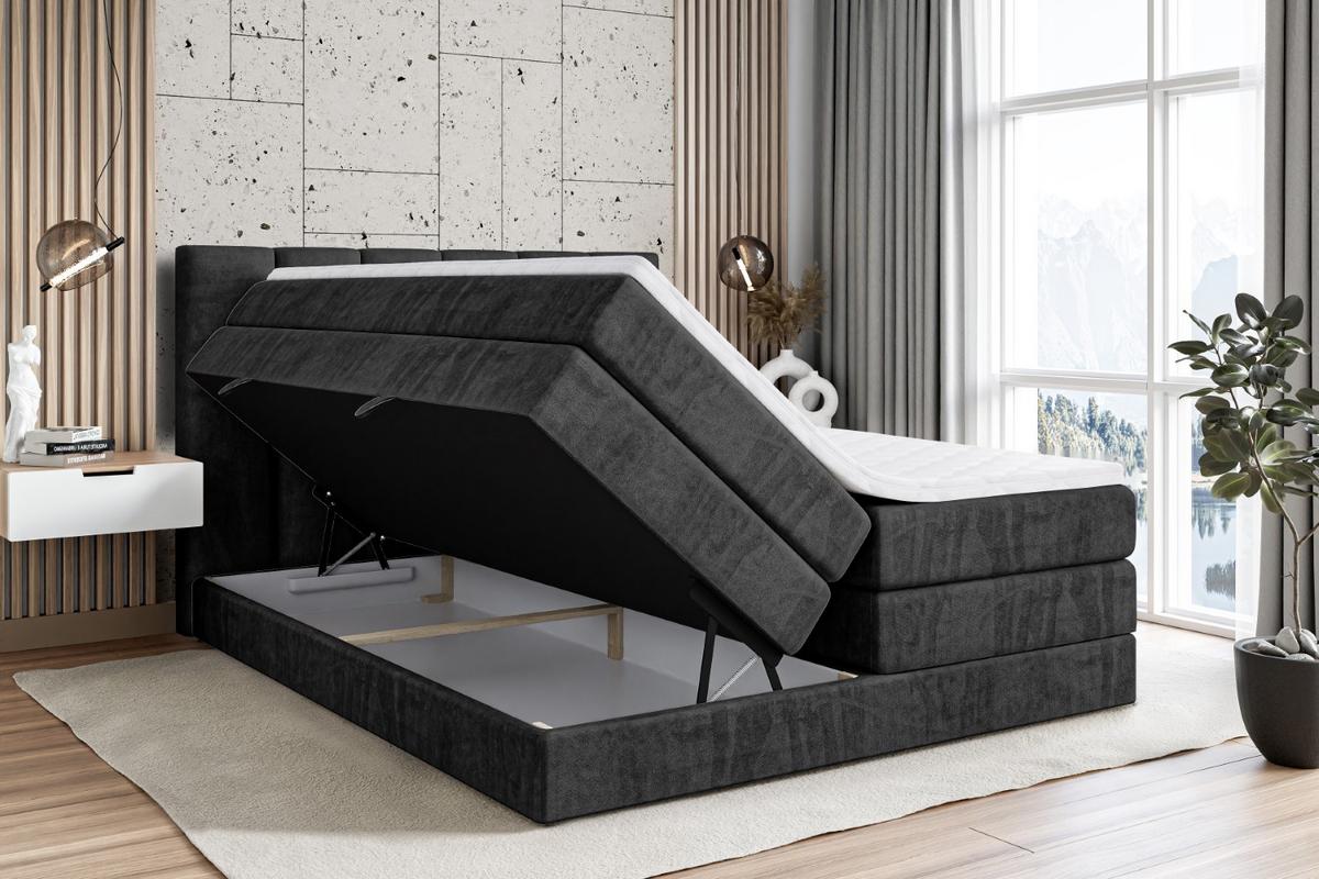 BOXSPRINGBETT BOXI1 KING - 140x200 - H3/H4 - Schwarz - Schwarz, Holzwerkstoff (140/200cm) - ALTDECOR
