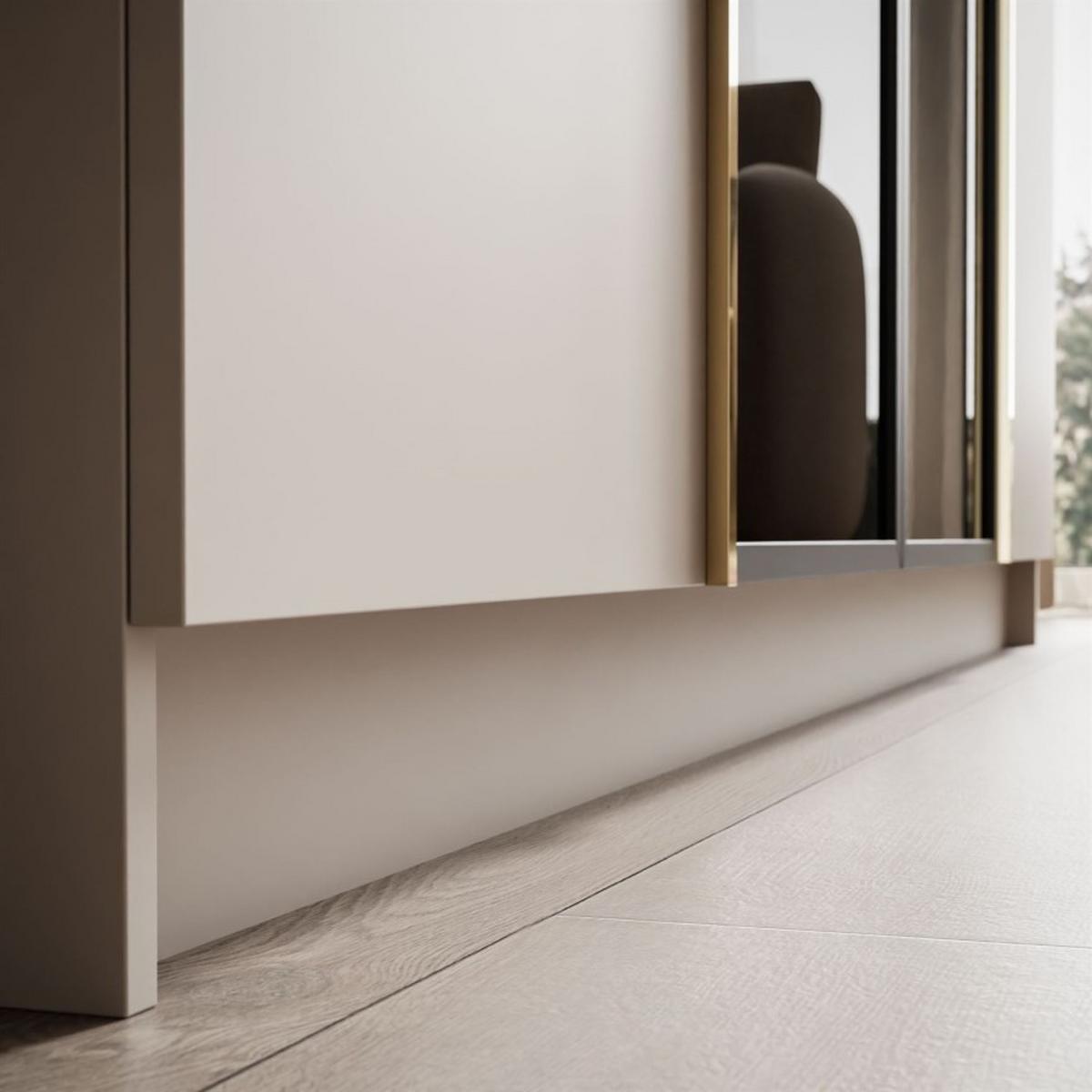 VIERTÜRIGER Schrank ATRIUM mit Glasfront - Kaschmir, Holzwerkstoff (200/210/57cm) - Lookway