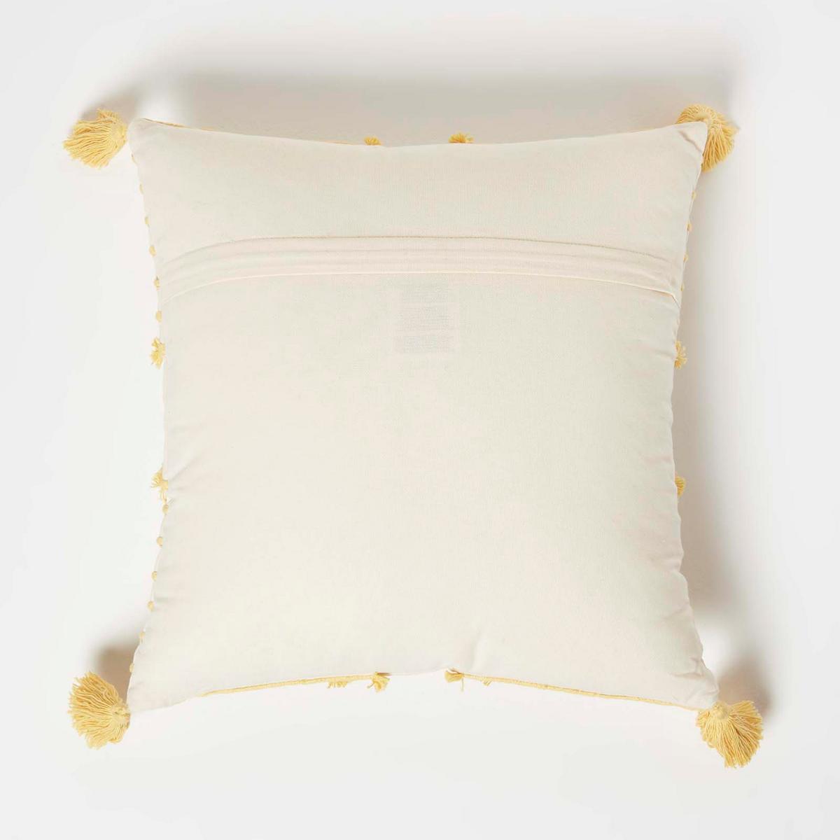 DEKOKISSEN creme 45/45 cm mit Stickerei & Quasten - Creme, Textil (45/45cm) - Homescapes