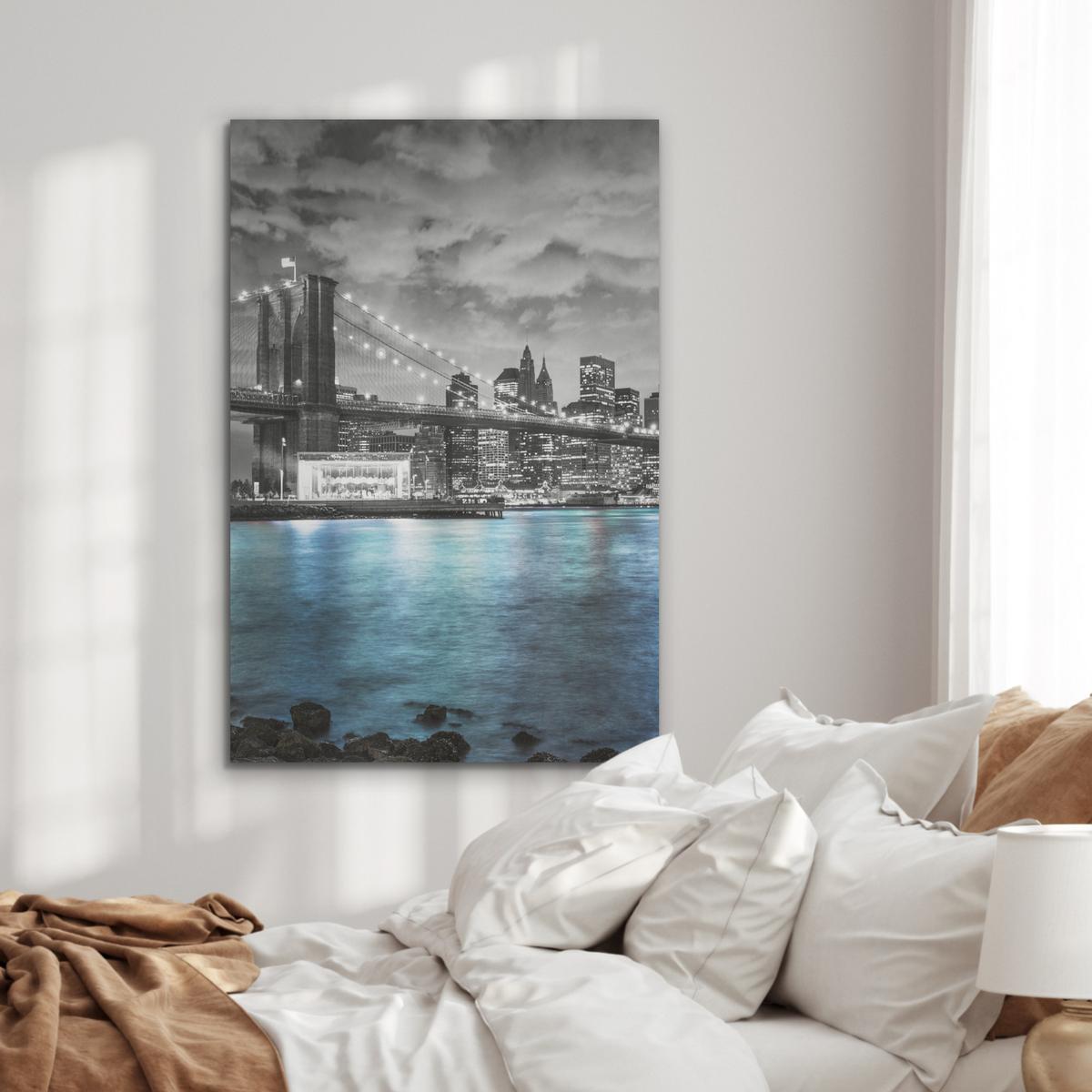 AKUSTIKBILD New York - Skyline - Stadt - Blau Wanddeko 70x100 cm - Blaugrau, Kunststoff (70/100/0.9cm) - MuchoWow