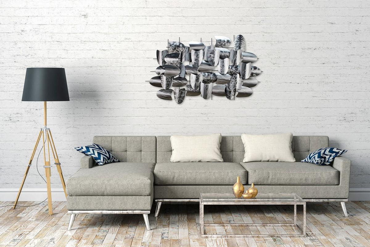 WANDDEKO Silber 128/70 cm - Silberfarben/Grau, Metall (7.5/70/8cm) - KUNSTLOFT