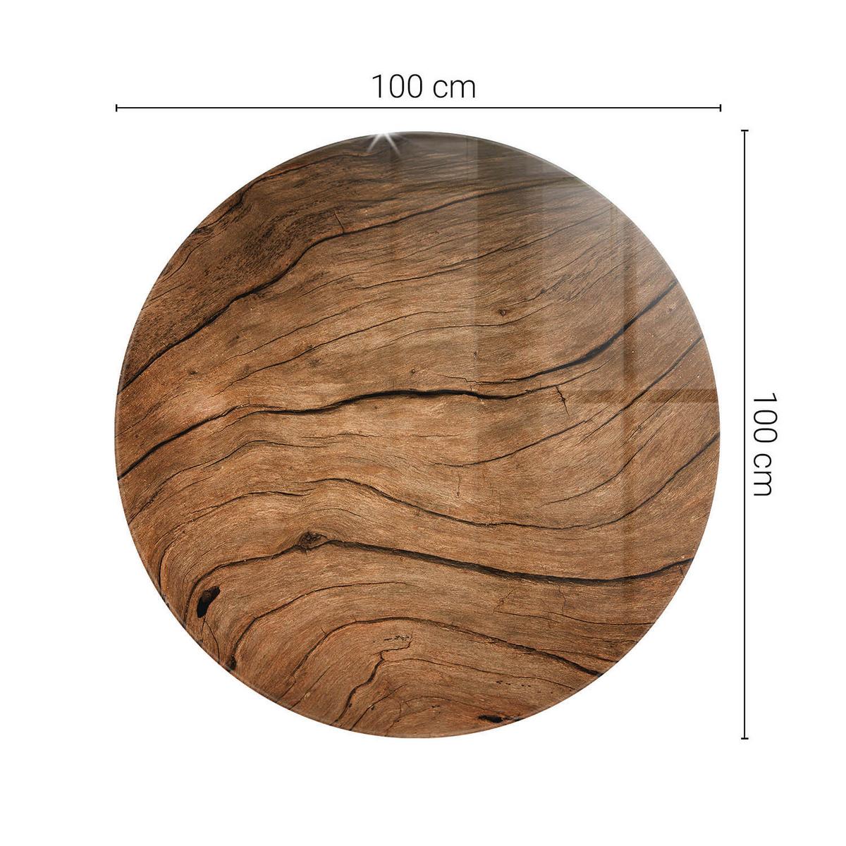 TISCHPLATTE fi100 cm Natürliche Holzmaserung - Braun, Glas (0.4/100/100cm) - TULUP