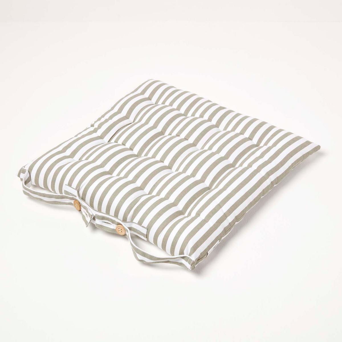 STUHLKISSEN 4er-Set, 40/40/5 cm grau-weiß gestreift - Grau, Textil (40/40/5cm) - Homescapes